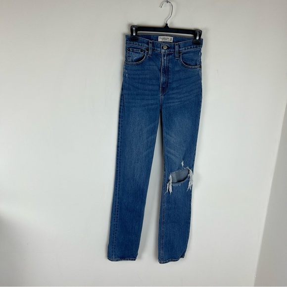 Abercrombie & Fitch 90s Straight Jean Distressed Size 24 / 00 - Picture 2 of 5
